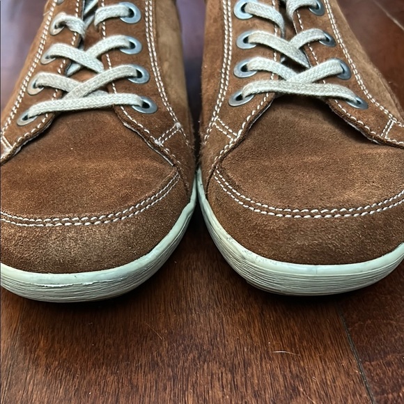 Josef Seibel Cognac Brown Suede Sneakers, Classic Lace-Up Design, Size 8 - Picture 7 of 16